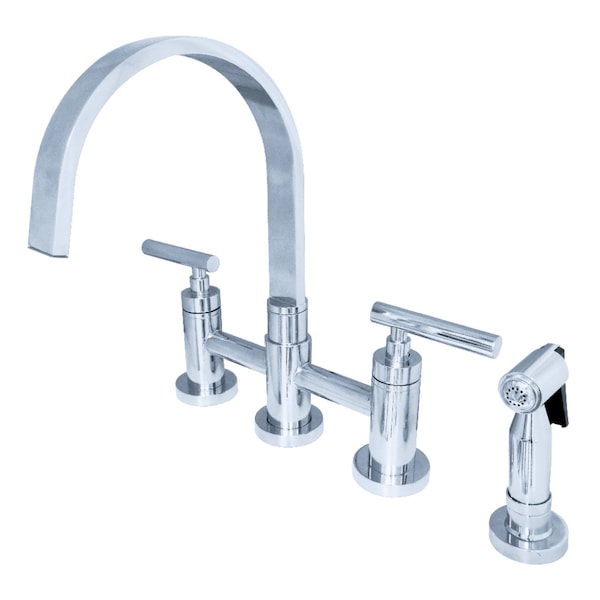 KS8261CMLBS Manhattan 2-Hndl Kitchen Faucet W/Brass Side Sprayer, Chrm
